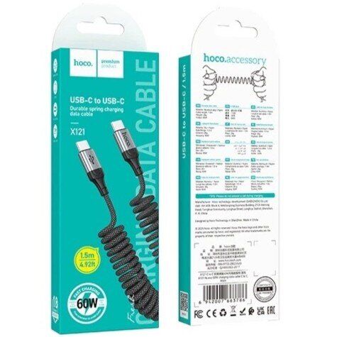 Кабель Hoco X121 Type-C to Type-C (60W, 1.5m) - Black: фото 7 з 7