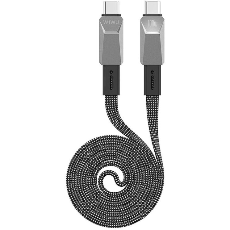 Кабель WIWU Wi-C078 Type-C to Type-C (100W, 5A, 1m) - Silver: фото 3 з 6
