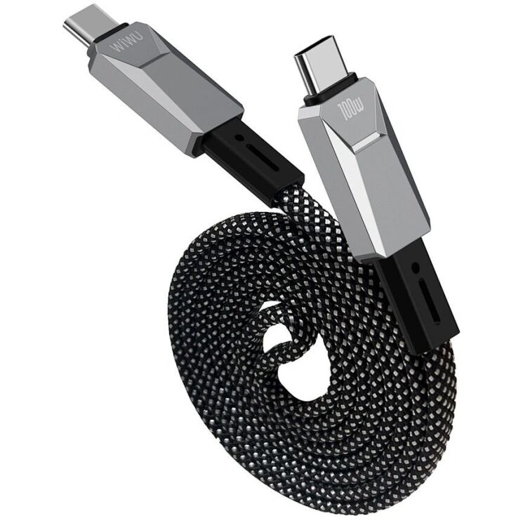 Кабель WIWU Wi-C078 Type-C to Type-C (100W, 5A, 1m) - Silver: фото 2 з 6