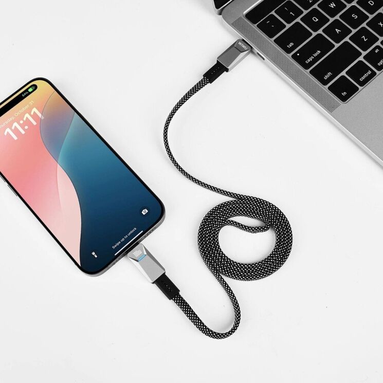 Кабель WIWU Wi-C078 Type-C to Type-C (100W, 5A, 1m) - Silver: фото 6 з 6