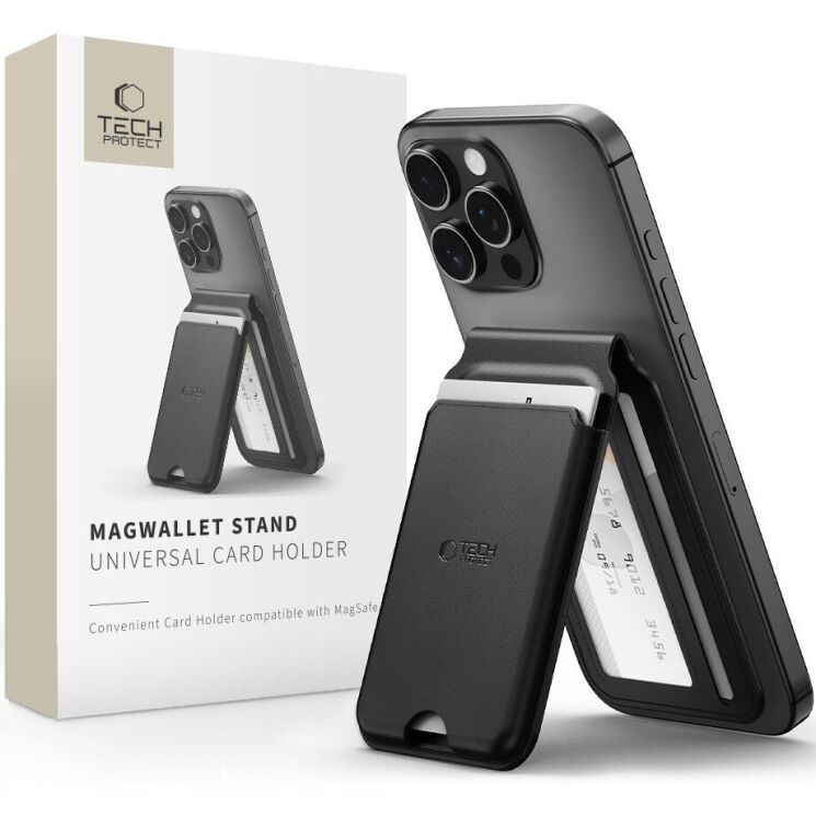 Кардхолдер Tech-Protect MAGWALLET STAND - Black: фото 2 из 5