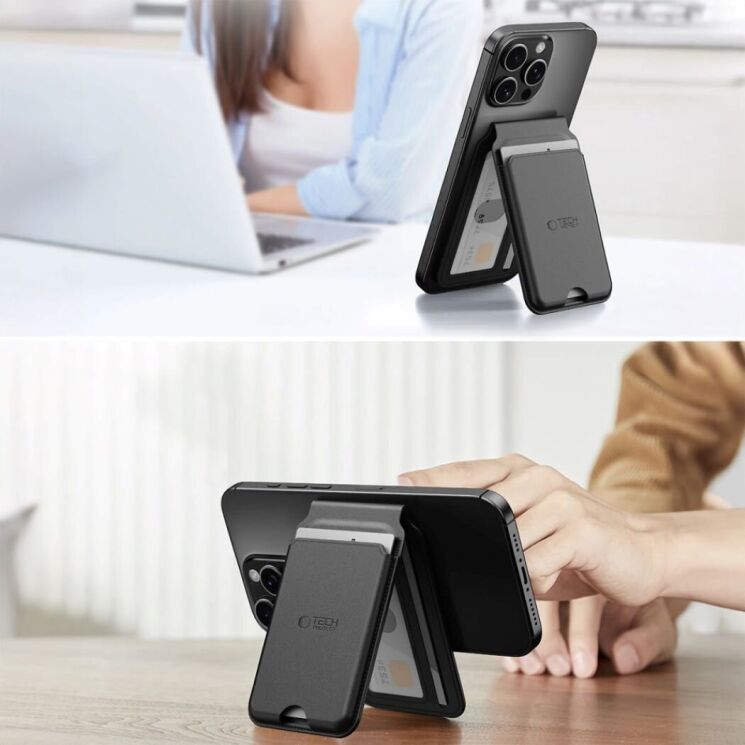 Кардхолдер Tech-Protect MAGWALLET STAND - Black: фото 4 из 5