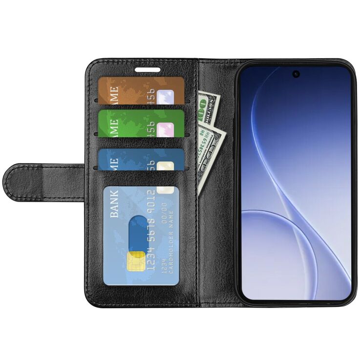 Классический чехол-книжка Deexe Wallet Style для OPPO Reno 15 - Black: фото 2 из 6