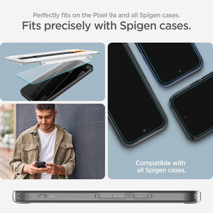 Комплект защитных стекол Spigen (SGP) GLAS.tR EZ Fit Sensor Protected для Google Pixel 9a (AGL08938): фото 12 из 13