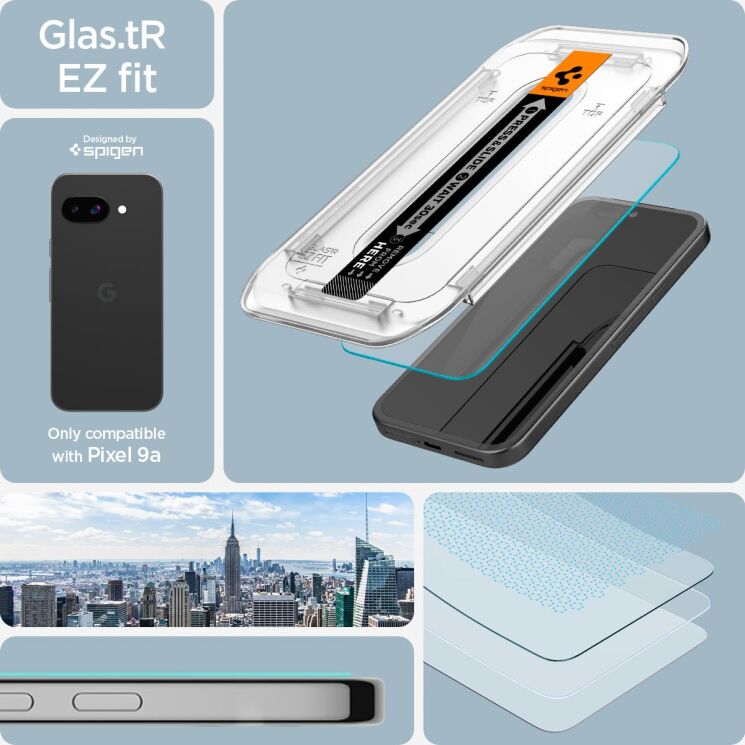 Комплект защитных стекол Spigen (SGP) GLAS.tR EZ Fit Sensor Protected для Google Pixel 9a (AGL08938): фото 8 из 13