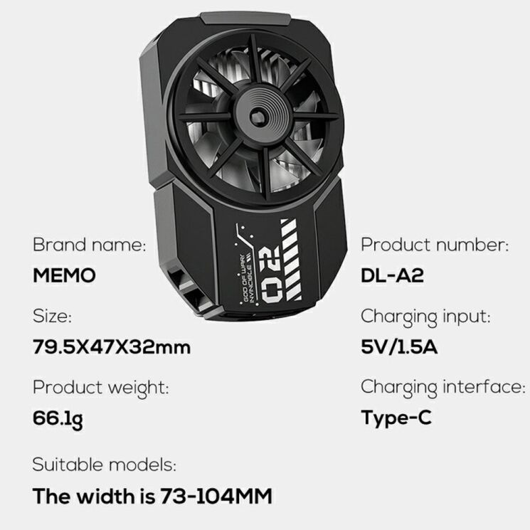 Кулер-вентилятор для смартфона MEMO DLA2 Phone Cooler - Black: фото 14 з 14
