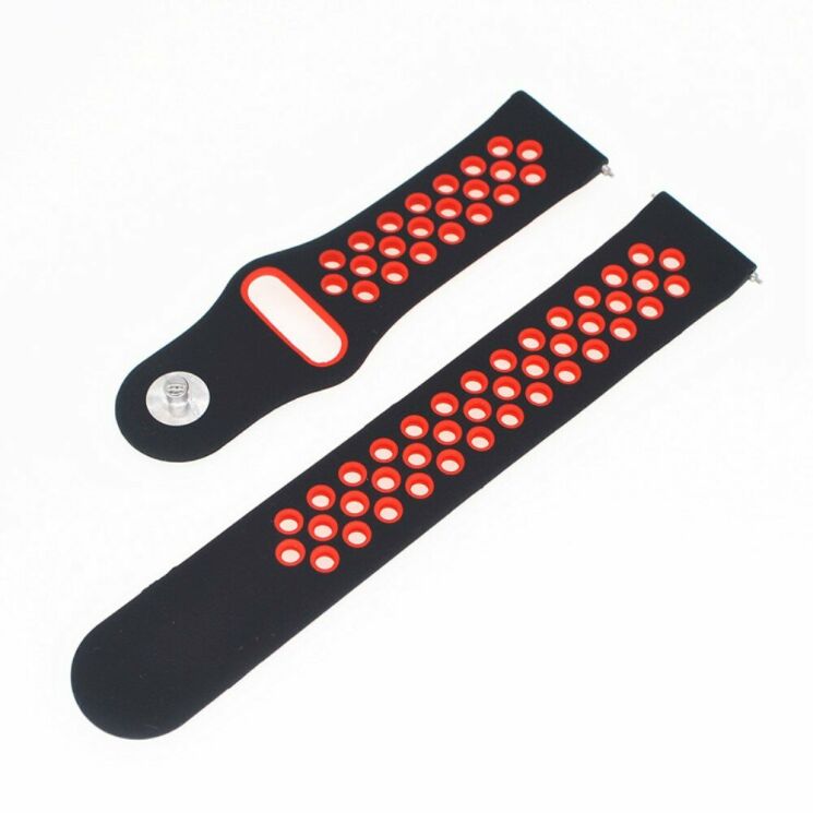 Ремінець Deexe Dot Color для Samsung Watch Active / Active 2 40mm / Active 2 44mm - Black / Red: фото 2 з 4
