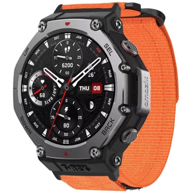Ремешок Deexe Nylon Magic Tape для Xiaomi Amazfit T-ReX 3 - Orange: фото 3 из 4
