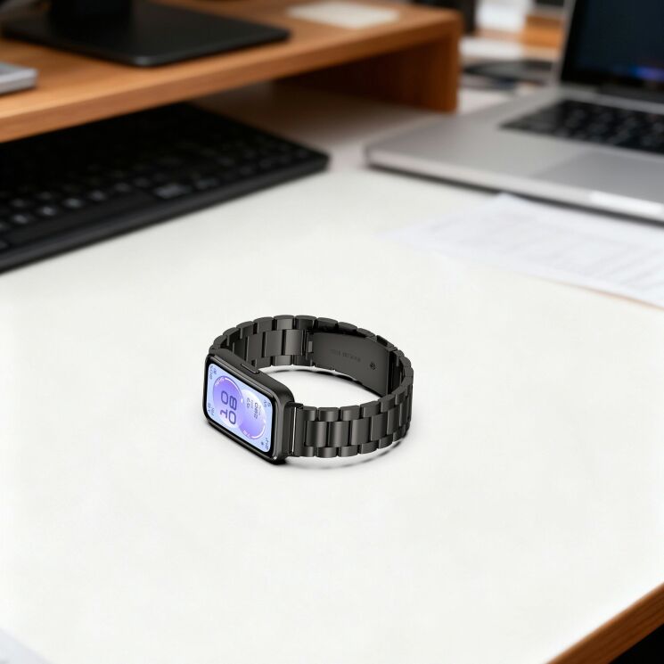 Ремешок Deexe Stainless Steel для Huawei Band 11 Pro / Band 11 - Black: фото 8 из 10