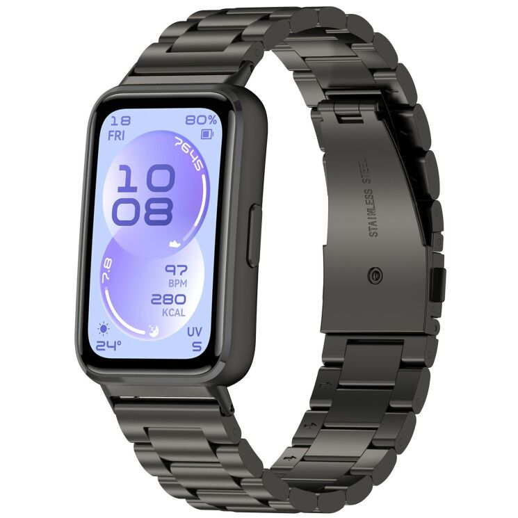 Ремешок Deexe Stainless Steel для Huawei Band 11 Pro / Band 11 - Black: фото 2 из 10