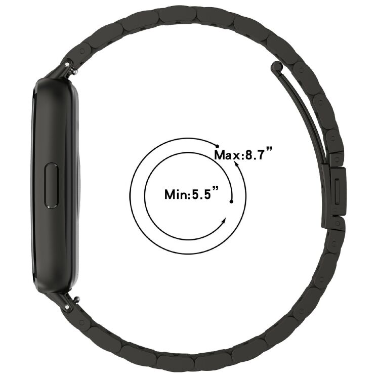 Ремешок Deexe Stainless Steel для Huawei Band 11 Pro / Band 11 - Black: фото 9 из 10