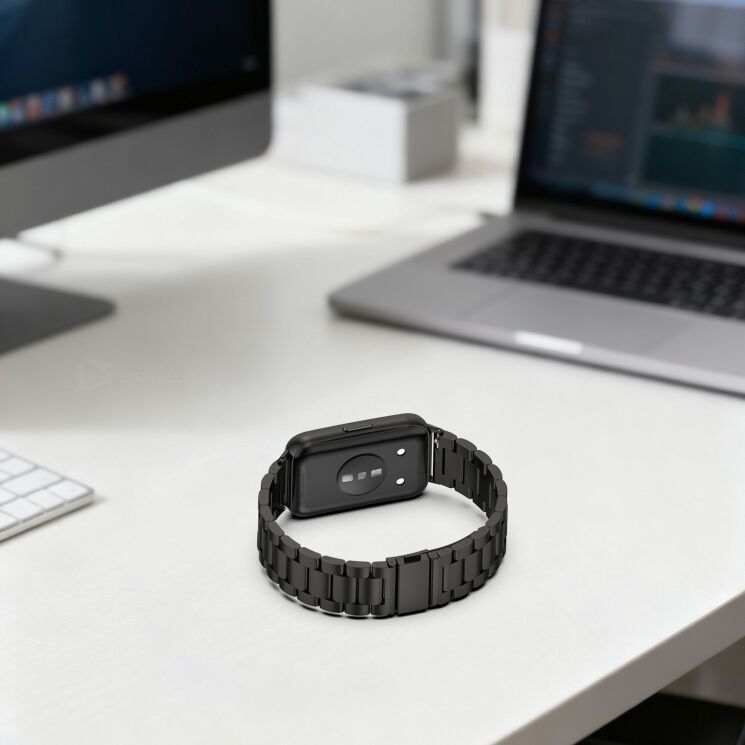 Ремешок Deexe Stainless Steel для Huawei Band 11 Pro / Band 11 - Black: фото 7 из 10