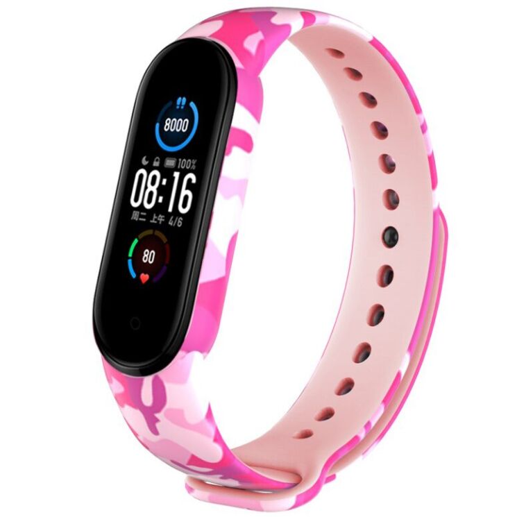 Ремешок Deexe Style Strap для Xiaomi Mi Band 5 / Mi Band 6 - Pink/Camouflage: фото 1 из 5