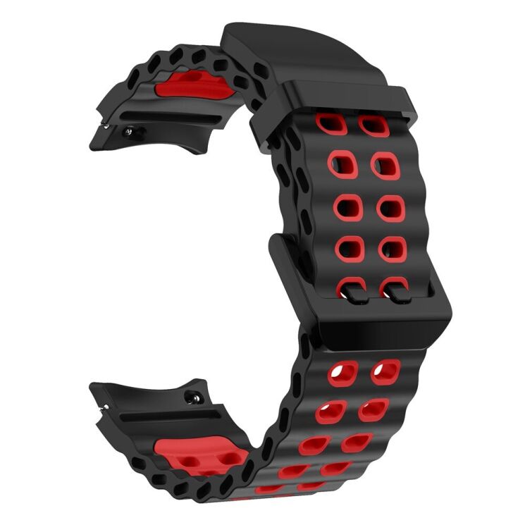Ремінець KALEBOL Ocean Strap для Samsung Galaxy Watch 4 / 4 Classic / 5 / 5 Pro / 6 / 6 Classic / 7 / FE - Black / Red: фото 2 з 9