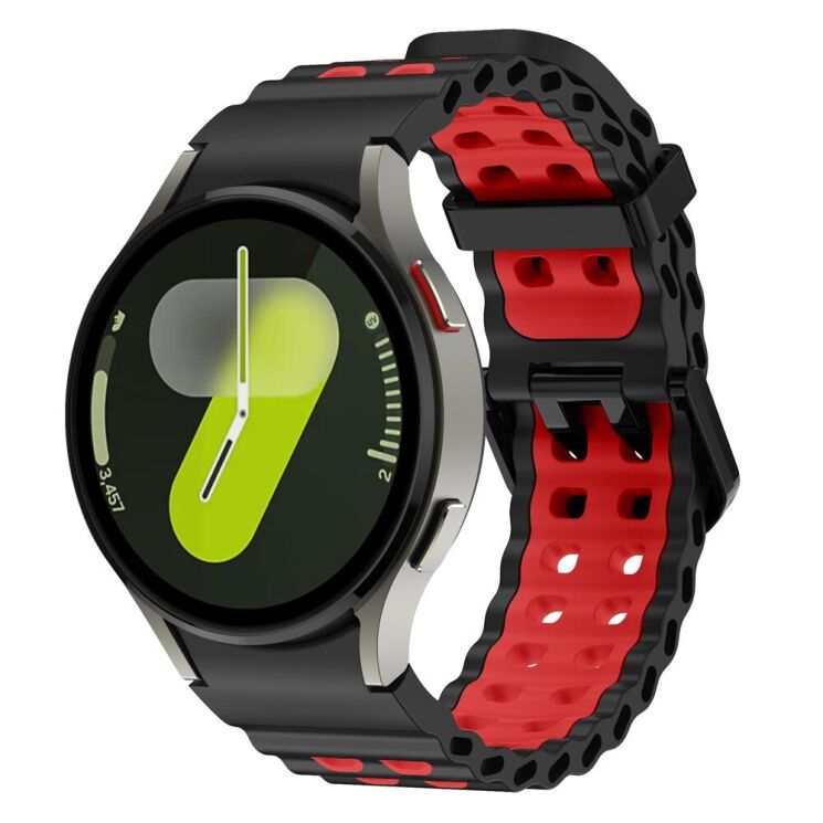 Ремінець KALEBOL Ocean Strap для Samsung Galaxy Watch 4 / 4 Classic / 5 / 5 Pro / 6 / 6 Classic / 7 / FE - Black / Red: фото 4 з 9