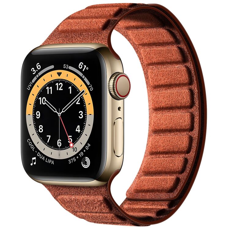 Ремешок Reframe Suede Leather для Apple Watch 46 / 45 / 44 / SE 44 / 42 (Series 1-3) / Ultra / Ultra 2 / Ultra 3 - Brown: фото 2 из 7