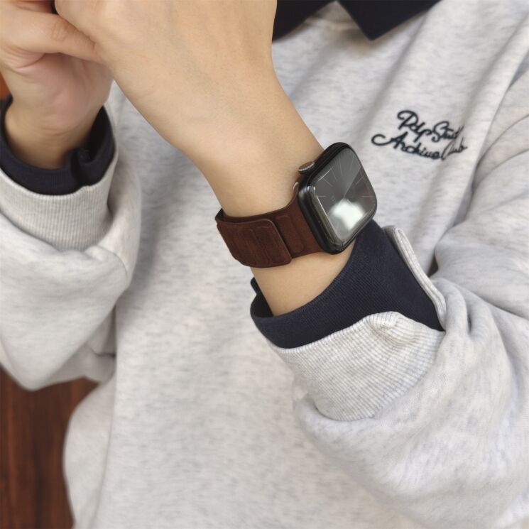 Ремешок Reframe Suede Leather для Apple Watch 46 / 45 / 44 / SE 44 / 42 (Series 1-3) / Ultra / Ultra 2 / Ultra 3 - Brown: фото 3 из 7