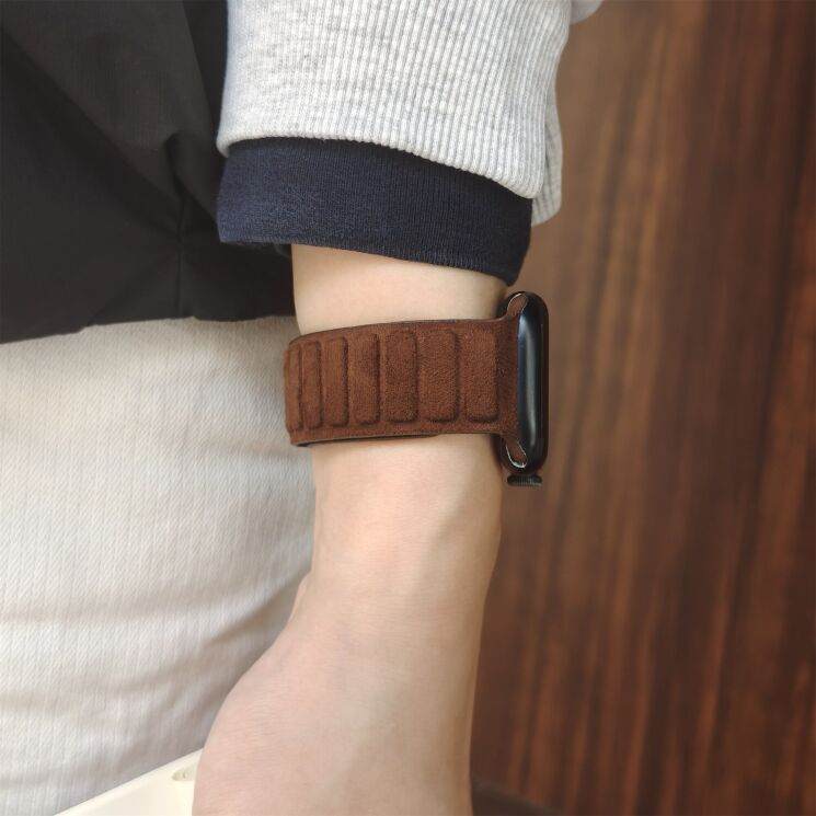 Ремешок Reframe Suede Leather для Apple Watch 46 / 45 / 44 / SE 44 / 42 (Series 1-3) / Ultra / Ultra 2 / Ultra 3 - Brown: фото 4 из 7