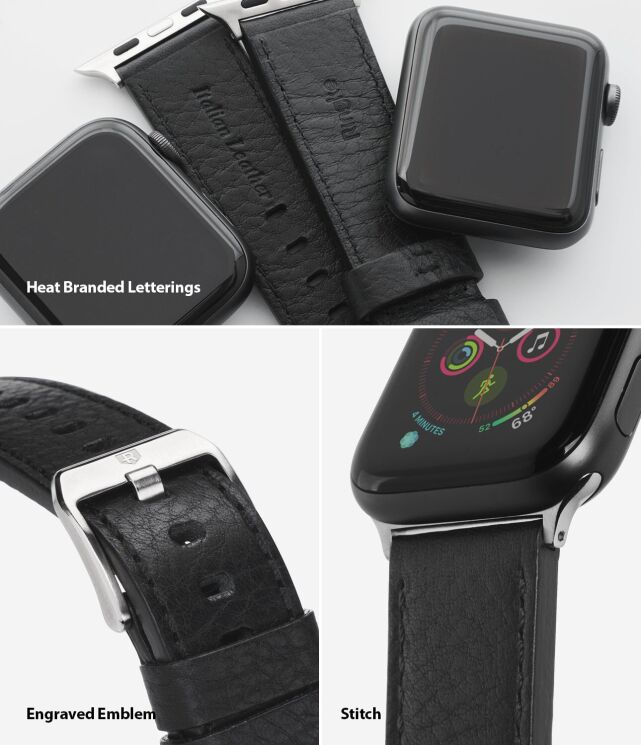 Ремешок Ringke Leather One Classic для Apple Watch 42 (Series 10/11) / 41 / 40 / SE 40 / 38 (8809785456918) - Black: фото 8 из 11