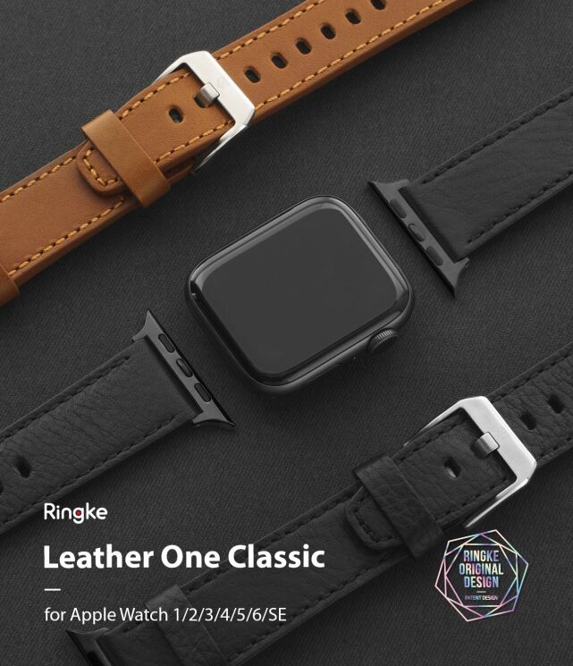 Ремешок Ringke Leather One Classic для Apple Watch 42 (Series 10/11) / 41 / 40 / SE 40 / 38 (8809785456918) - Black: фото 2 из 11