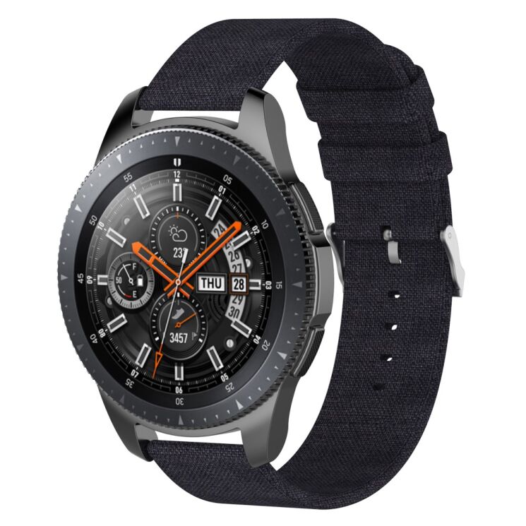 Ремешок UniCase Cloth Texture для Samsung Galaxy Watch 46mm / Watch 3 45mm / Gear S3 - Black: фото 1 из 6