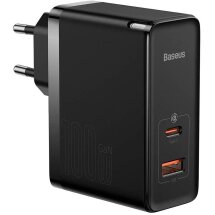 Сетевое зарядное устройство Baseus GaN5 Pro Fast Charger C+U 100W + кабель Type-C to Type-C (100W, 1m) CCGP090201 - Black: фото 1 из 28