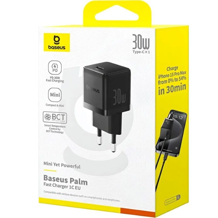 Сетевое зарядное устройство Baseus Palm 1C (30W) P10111605113-00 - Black: фото 4 из 14