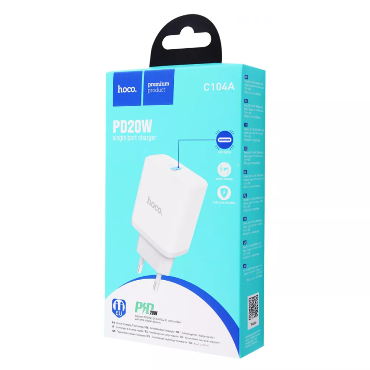 Сетевое зарядное устройство Hoco C104A (20W) - White: фото 7 из 8