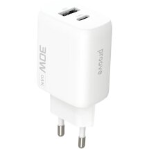 Сетевое зарядное устройство Proove Silicone Power 2 30W (Type-C + USB) - White: фото 1 из 7
