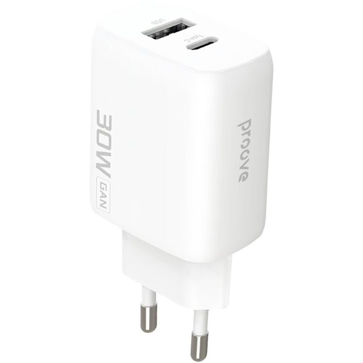 Мережевий зарядний пристрій Proove Silicone Power 2 30W (Type-C + USB) - White: фото 1 з 7