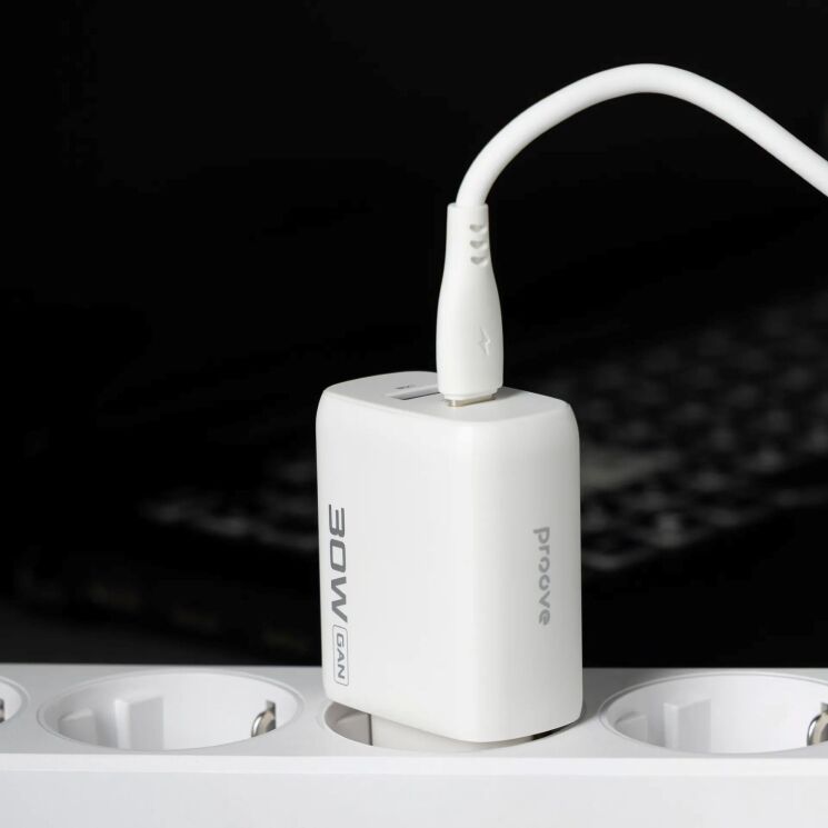 Мережевий зарядний пристрій Proove Silicone Power 2 30W (Type-C + USB) - White: фото 5 з 7