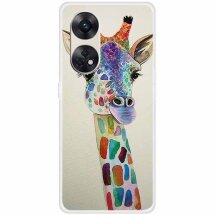 Силиконовый (TPU) чехол Deexe Life Style для OPPO Reno 8T - Colorful Giraffe: фото 1 из 3