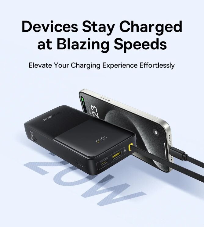 Внешний аккумулятор Baseus Bipow 2 (20W) 20000mAh + кабель Type-C P10077101113-01 - Black: фото 11 из 22