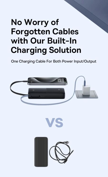 Внешний аккумулятор Baseus Bipow 2 (20W) 20000mAh + кабель Type-C P10077101113-01 - Black: фото 10 из 22