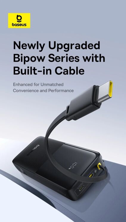 Внешний аккумулятор Baseus Bipow 2 (20W) 20000mAh + кабель Type-C P10077101113-01 - Black: фото 9 из 22