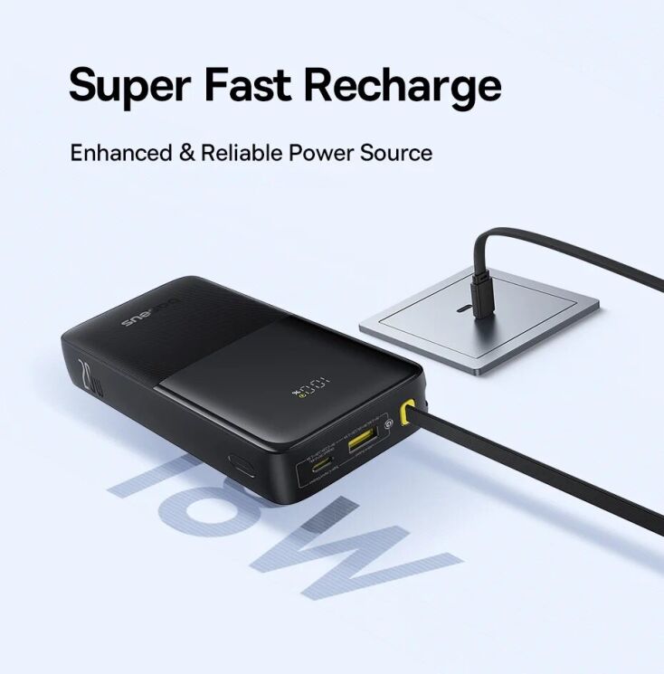 Внешний аккумулятор Baseus Bipow 2 (20W) 20000mAh + кабель Type-C P10077101113-01 - Black: фото 12 из 22