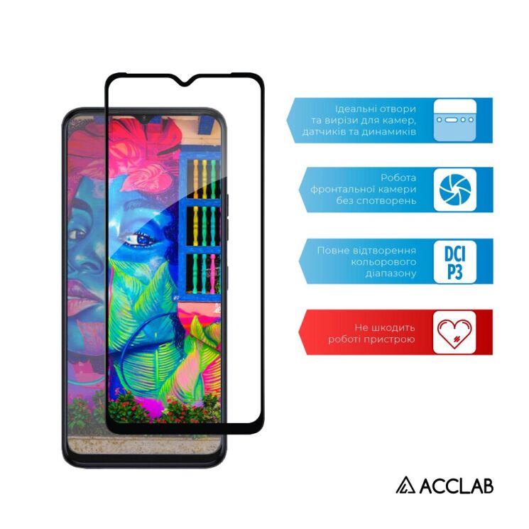 Защитное стекло ACCLAB Full Glue для TECNO Spark 10C - Black: фото 5 из 7