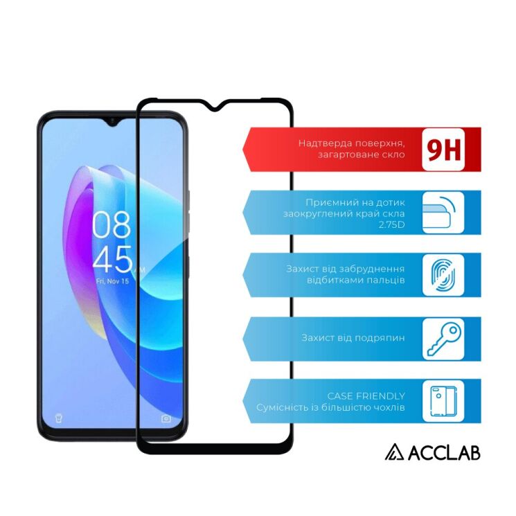 Защитное стекло ACCLAB Full Glue для TECNO Spark 10C - Black: фото 3 из 7