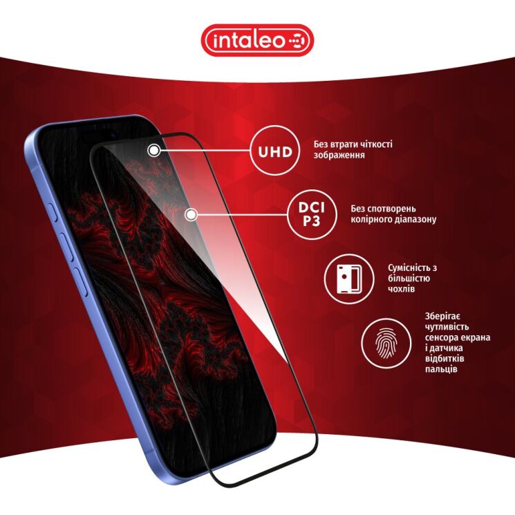 Защитное стекло Intaleo Full Glue для Apple iPhone 16 Plus - Black: фото 5 из 9