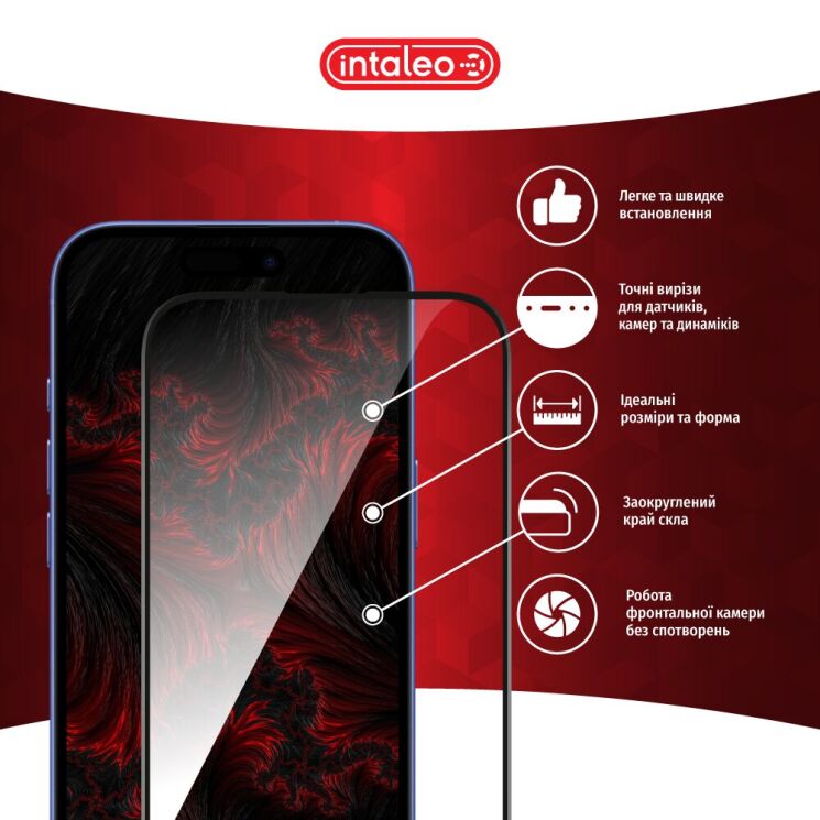 Защитное стекло Intaleo Full Glue для Apple iPhone 16 Plus - Black: фото 4 из 9