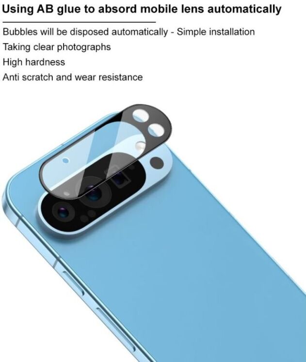Защитное стекло на камеру IMAK Black Glass Lens для Google Pixel 9 Pro XL - Black: фото 7 из 10