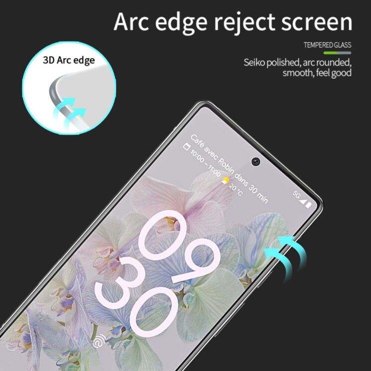 Защитное стекло PINWUYO 3D Full Glue для Google Pixel 7a - Black: фото 7 из 13