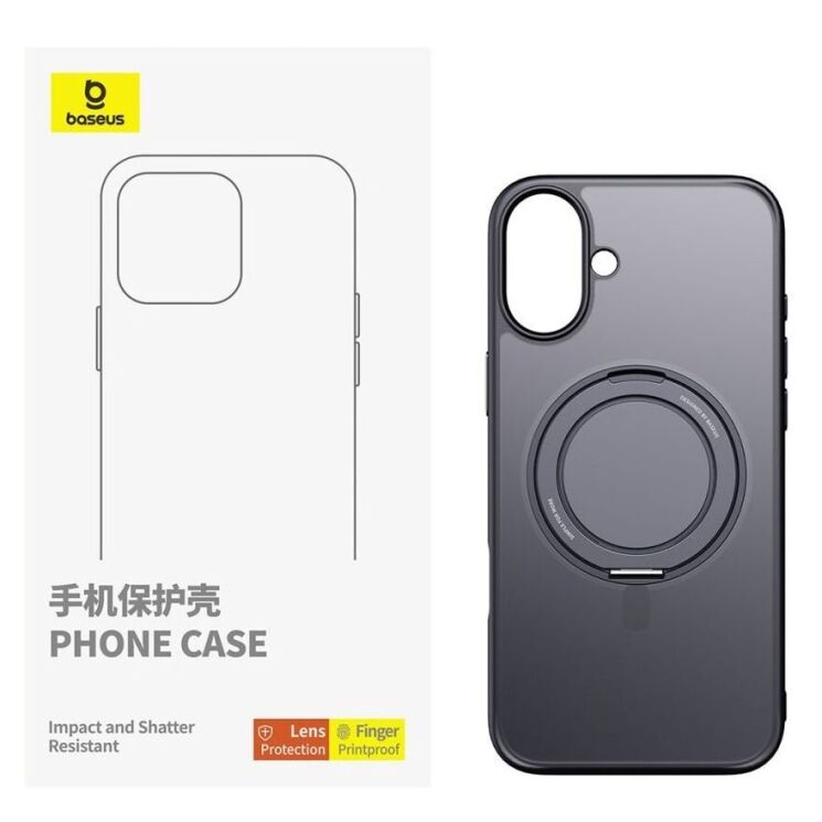Защитный чехол Baseus Smart Ring Series для Apple iPhone 16 Plus - Black: фото 2 из 4