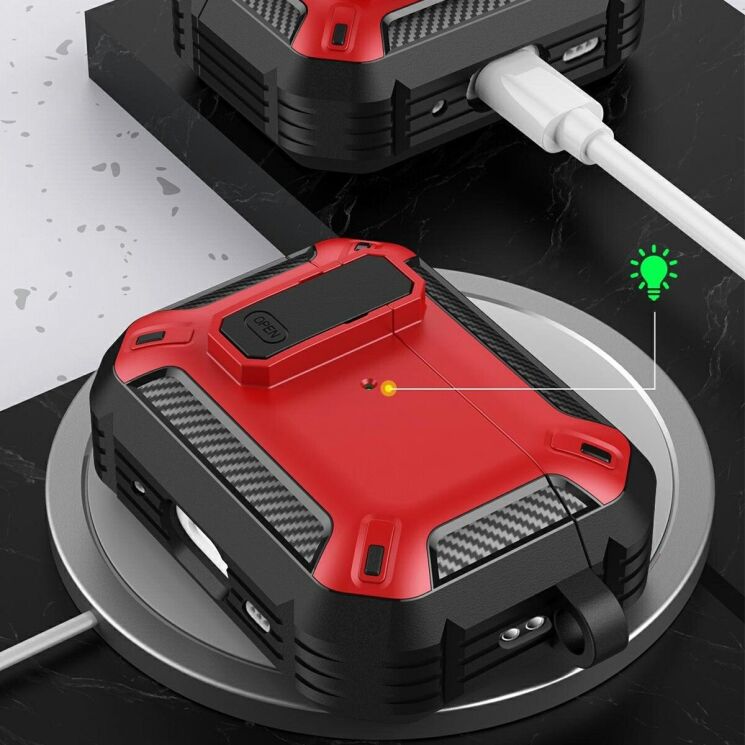 Защитный чехол Deexe Carbon Armor для AirPods Pro 3 - Red (390106R) Защитный чехол Deexe Carbon Armor для AirPods Pro 3 - Red: фото 2 из 8