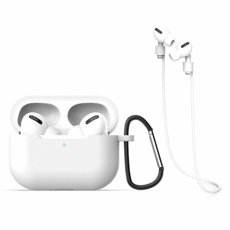 Защитный чехол Deexe Double Protect with Buckle для Apple AirPods Pro - White: фото 1 из 7