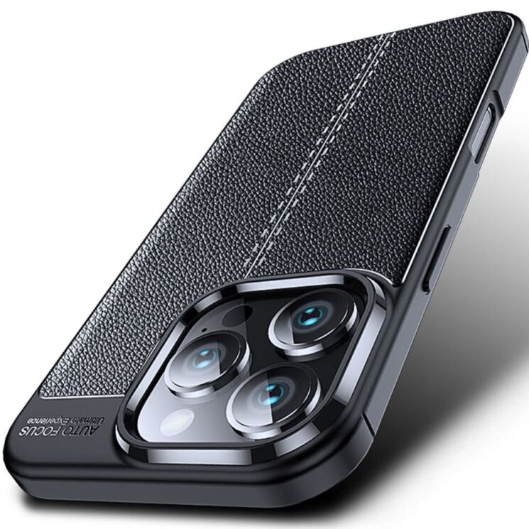 Защитный чехол Deexe Leather Cover для Apple iPhone 16 Pro Max - Black: фото 2 из 6