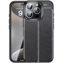Защитный чехол Deexe Leather Cover для Apple iPhone 16 Pro Max - Black: фото 1 из 6