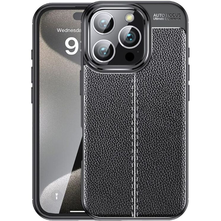 Защитный чехол Deexe Leather Cover для Apple iPhone 16 Pro Max - Black: фото 1 из 6