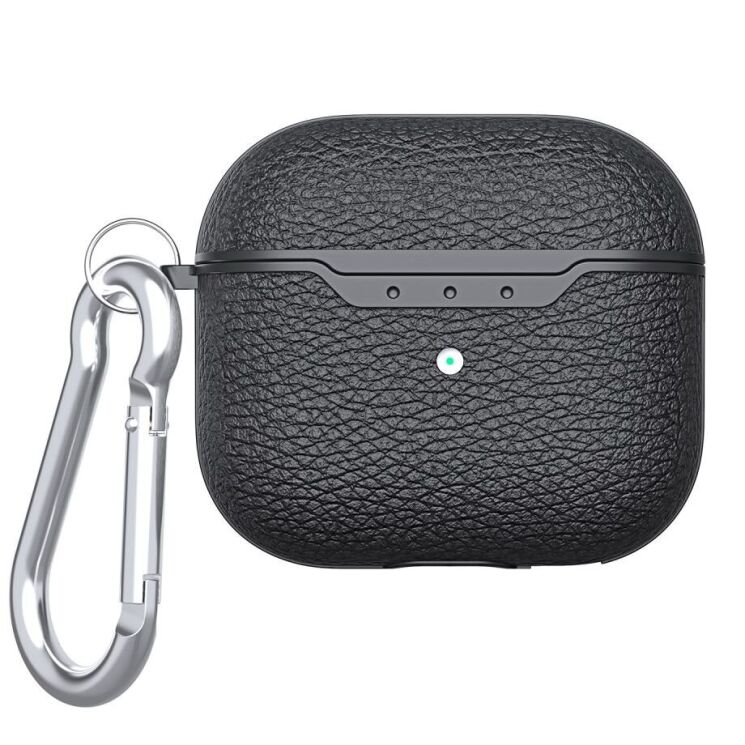 Захисний чохол Deexe Leather Cover (FH) для Apple AirPods 3 - Black: фото 1 з 7