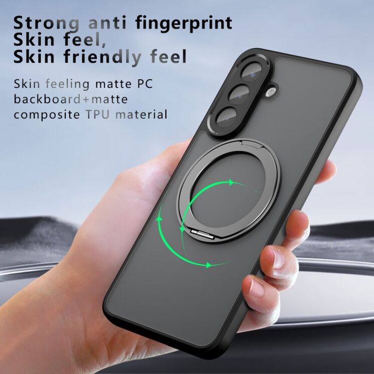 Защитный чехол Deexe Matte Skin Kickstand with MagSafe для Samsung Galaxy S25 FE (S731) - Black: фото 10 из 13